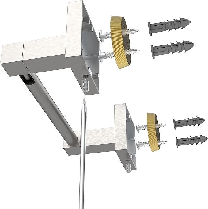 Ruacq Toilet Paper Holder Brushed Nickel Double Post Pivoting Square Tissue Holders Roll Holder Hangers Toilet Paper Stand Stainless Steel and Zinc Alloy Modern Wall Mounted