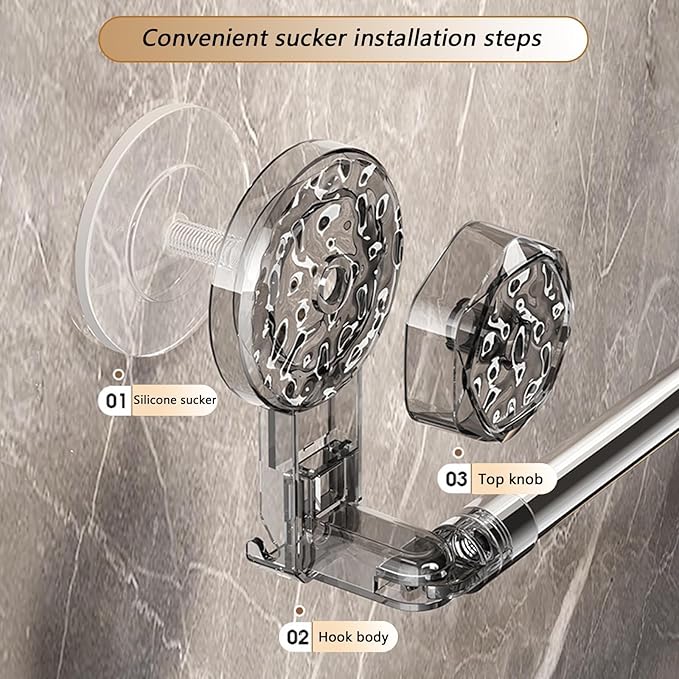 Adjustable Suction Cup Towel Rack, 11.8-23.6 Inch Extendable Towel Bar for Bathroom, Rustproof Telescopic Towel Hanger Wall Mounted Without Drilling, Strong Hold Shower Towel Storage