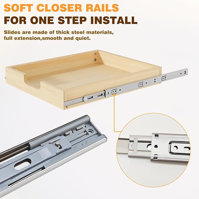 Pullout Cabinet Organizer, 26''W×21''D×3''H Slide Out Shelves for Kitchen Cabinets, Pull out Drawers for Kitchen Cabinets, Pantry, Bathroom, & Storage Organization