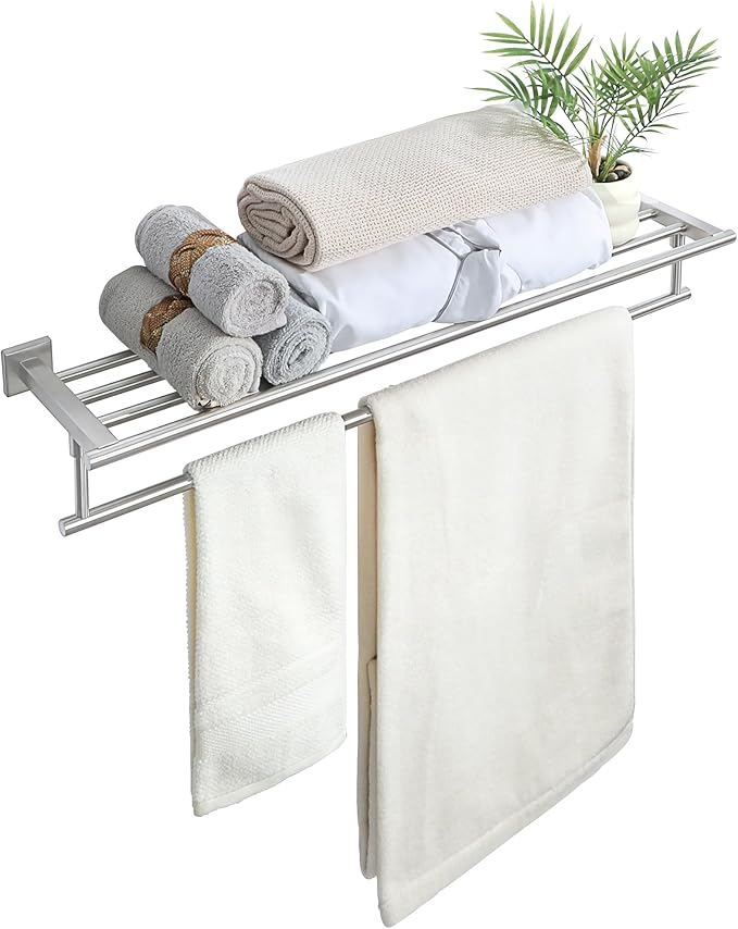 Alise Towel Racks for Bathroom Wall Mounted,Bathroom Towel Rack with Tower Bar,32 Inch Double Towel Racks for Bathroom,SUS304 Stainless Steel Bathroom Towel Holder Brushed Nickel