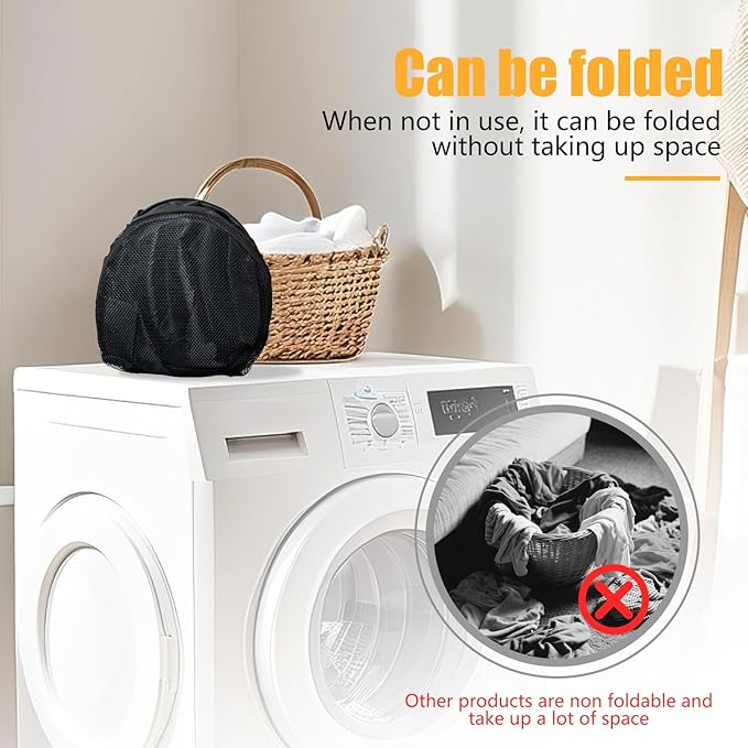 House Again Collapsible Laundry Backpack - 76L Heavy Duty Laundry Hamper, 210D Oxford Cloth with Mesh Pocket & Sturdy Adjustable Shoulder Straps,Easy to Open and Fold for College,Travel and Apartment