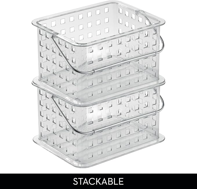iDesign Small Clear Shower Caddy with Handle, Portable Shower Organizer for Dorm or Bathroom, 6-Pack