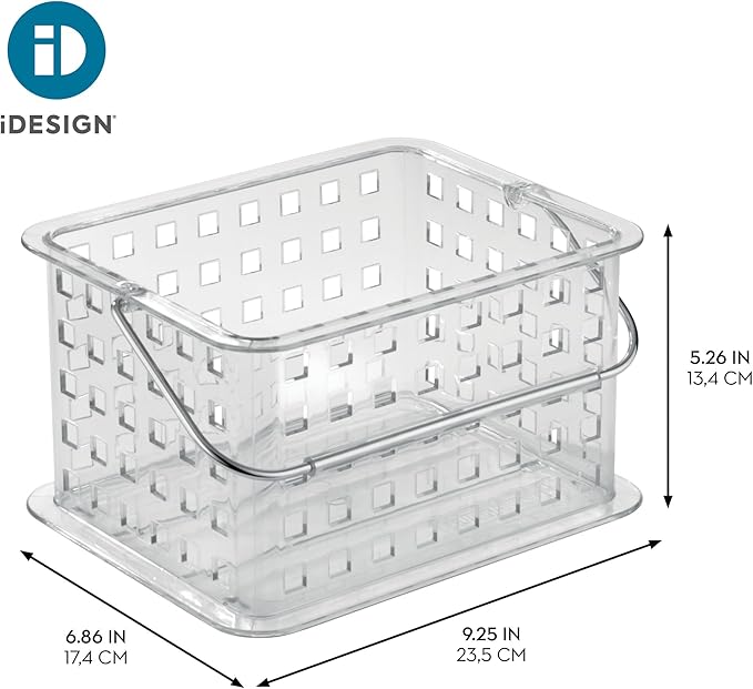 iDesign Small Clear Shower Caddy with Handle, Portable Shower Organizer for Dorm or Bathroom, 6-Pack