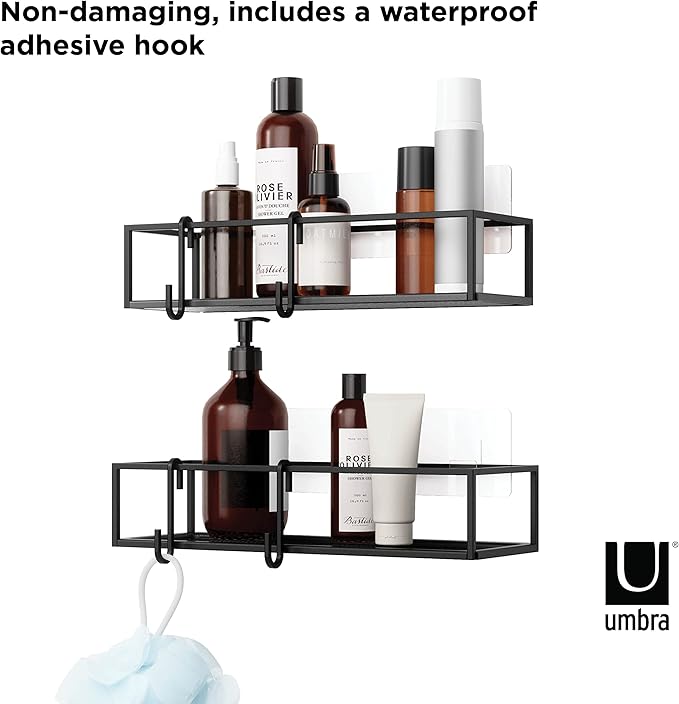 Umbra Cubiko Shower Bin Caddy Set, Black (Pack of 3)