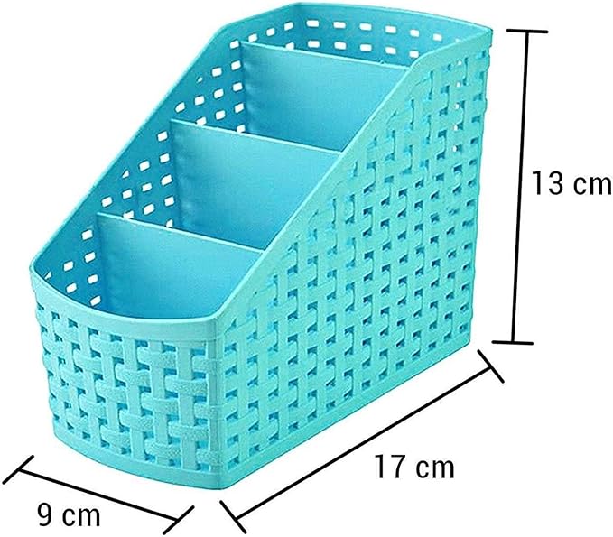Plastic Multipurpose Storage Basket Rack Desk Organizer with 4 Sections for Stationery Pen Stand | Cutlery Stand | Bathroom Stand | Set of 2 | Multicolour, regular (MIC6949)