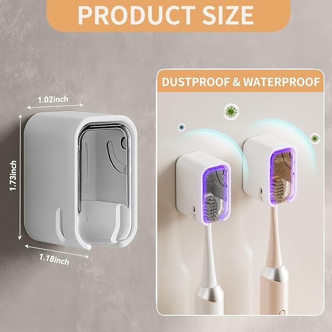 Wall Mounted Toothbrush Holders for Bathroom,Strong Self Adhesive Tooth Brush Holder with Cover, Toothbrush Heads Organizer for Family, 3 Pcs