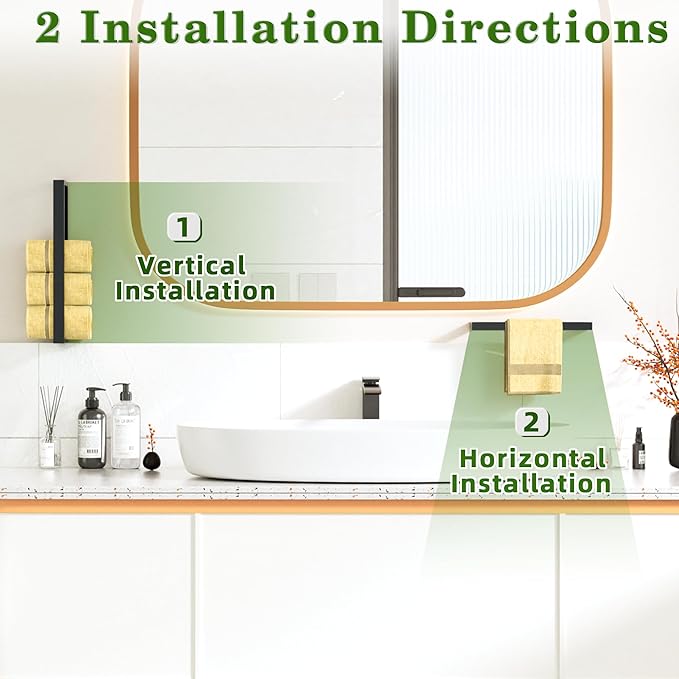 Alise Hand Towel Holder,Wall Mount Towel Bar for Bathroom,Towel Rack for Lavatory,8 Inch Towel Hanger SUS304 Stainless Steel Towel Rail,Matte Black 【2-Pack】