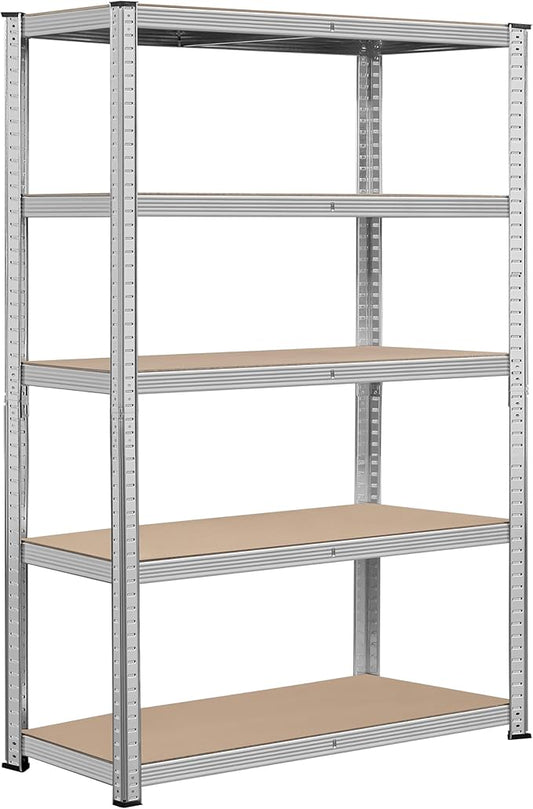 Topeakmart 5-Tier Utility Shelves, Metal Storage Shelves Unit Adjustable Garage Storage Racks Heavy Duty Shed Shelving- Silver, 35.5 x 16 x 71 Inch