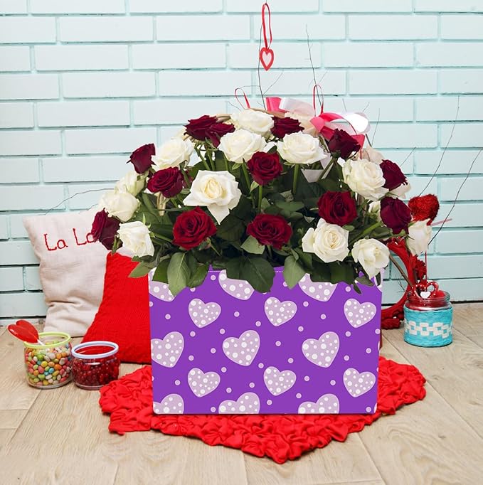 NTAOHAMPER Children's Day Gifts Father Purple Love Fabric Storage Basket Empty with Handles, Books Box, Baby Shower Baptism Lovely Storage24L(Purple Love)
