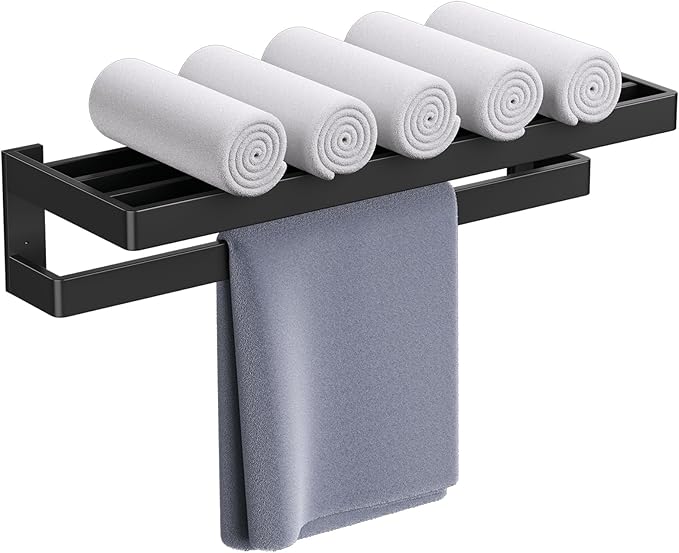 Matte Black Towel Rack 23.6-inch Towel Bar Double Towel Holder Stainless Steel Bathroom Hardware Accessories Set