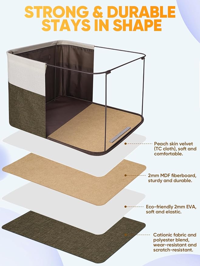 BALEINE 1 Pack Fabric Closet Storage Bins for Shelves, Linen Closet Organizers and Storage, Decorative Baskets for Organizing, Shelf, Clothes, Home, Office (Brown, 12"x8"x8")