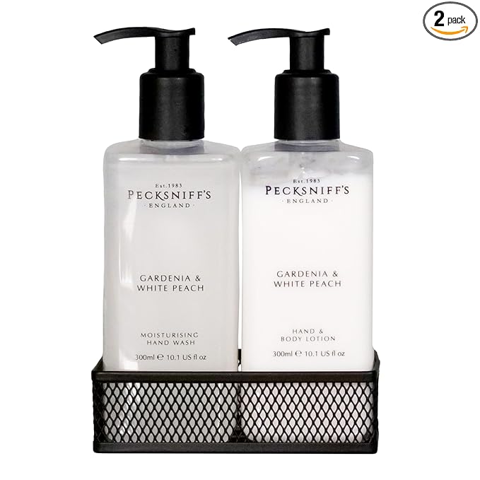 Pecksniff's Gardenia & White Peach Hand Wash and Body Lotion Set, 300ml 10.1 fl. oz. each