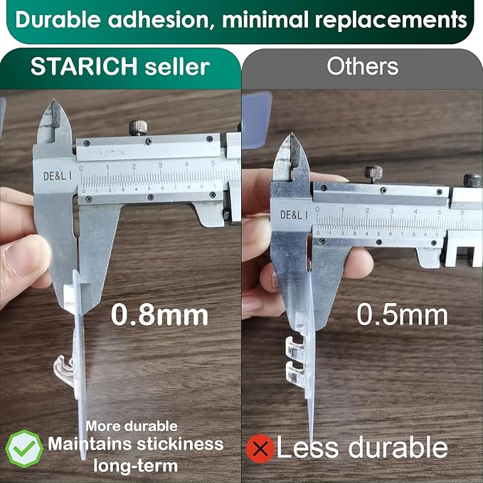 Shower Caddy Adhesive Replacement Stickers Flat Hook, Shelf Hanging Adhesive, Adhesive Bathroom Suction Cup Replacement, Flat Adhesive Shower Shelves Replacement 6 1/2" 12 Pack