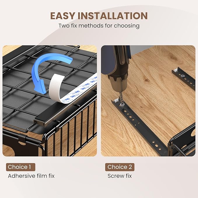 4 Pack Pull Out Cabinet Organizer, NECHEGI Heavy Duty Slide Out Pantry Drawers Shelves Storage With Strong Adhesive Strips and Handle for Kitchen, Bathroom, Living Room, Home (14.8"D X 9.6"W X 3.9"H)
