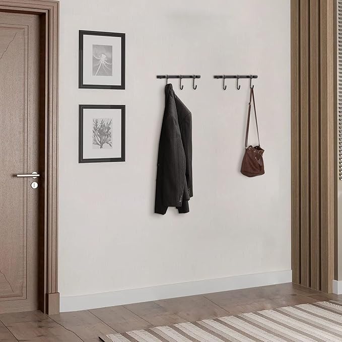 WINCASE Bronze Towel Hooks, Bathroom Rail Hook Rack Wall Mounted, Antique Oil Rubbed Brass Cloth Coat Rack with 3 Hooks Farmhouse