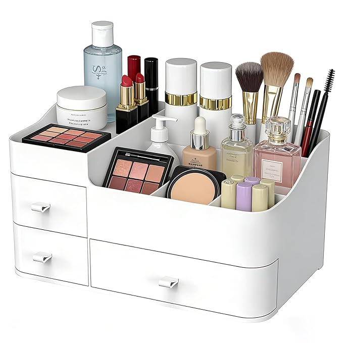 Makeup Organizer Tween Girls Gifts,Large Capacity Bathroom Organizer and Storage with Drawers Trendy Stuff ,Vanity,Bathroom Countertop,Bedroom Storage for Skincare,Cosmetics,Perfume,Brushes,Eyeshadow
