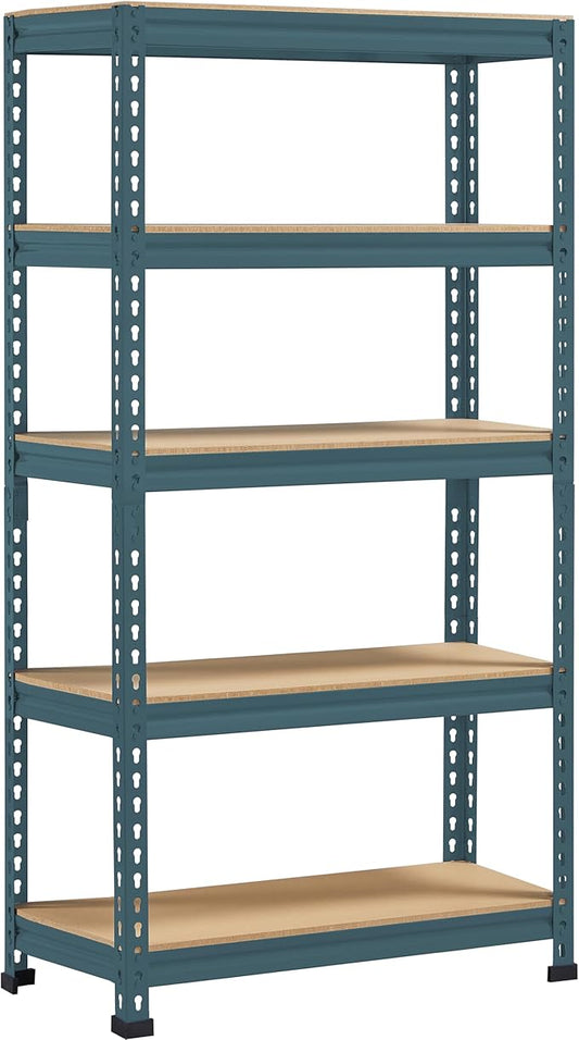 Topeakmart 5-Tier Utility Shelves, Metal Storage Shelves, Adjustable Shelving Units, Boltless Assembly, Garage Shelves Shed Shelving for Warehouse Shed Basement- Neptune Blue, 27.5 x 12x 60 Inch