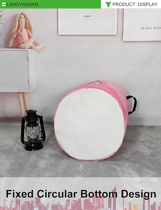 Storage Bin, Canvas Fabric Collapsible Organizer Basket for Laundry Hamper,Toy Bins,Gift Baskets, Bedroom, Clothes,Baby Nursery (Round Castle)