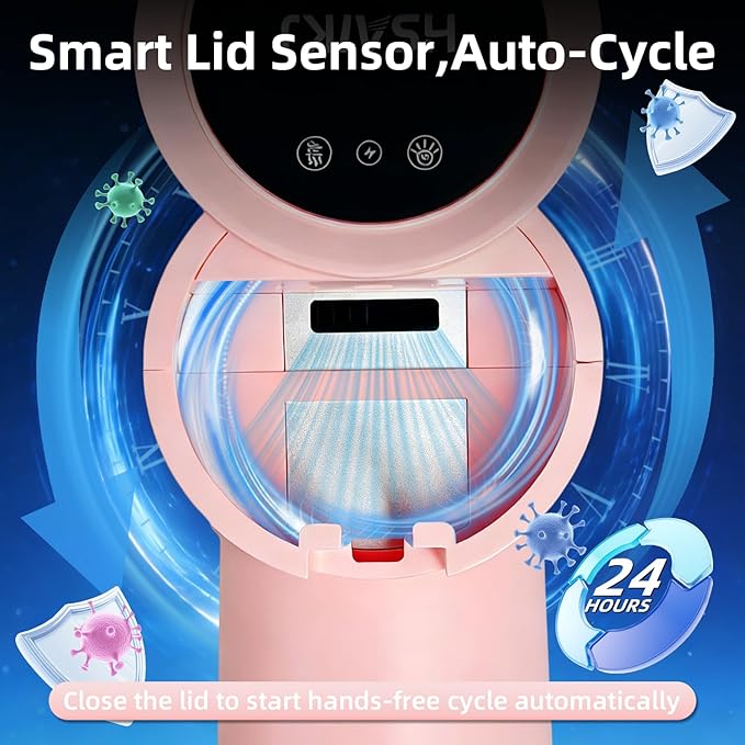 Wall Mounted Toothbrush Holder for Bathroom, 3-in-1 Electric Toothbrush Organizer for Personal Use, Smart Sensor Lid, Fast Drying, Aesthetic Bathroom Organizer with Magnetic Cup (Pink)