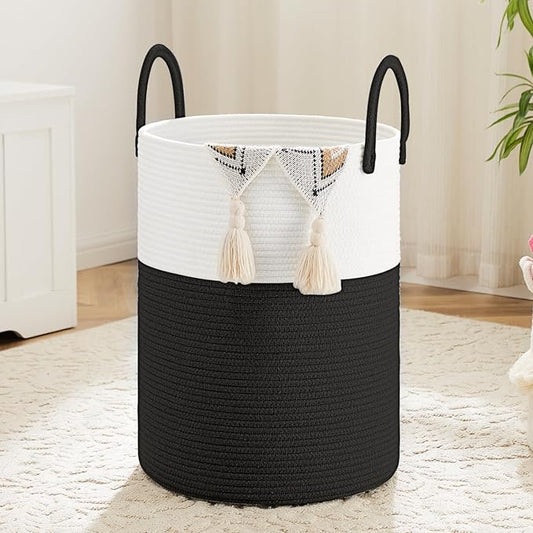 Artfeel Laundry Basket,Woven Cotton Rope Laundry Hamper,100L for Decorative Storage of Dirty Clothes,Toys and Blankets in Bathroom,Baby Room and Living Room