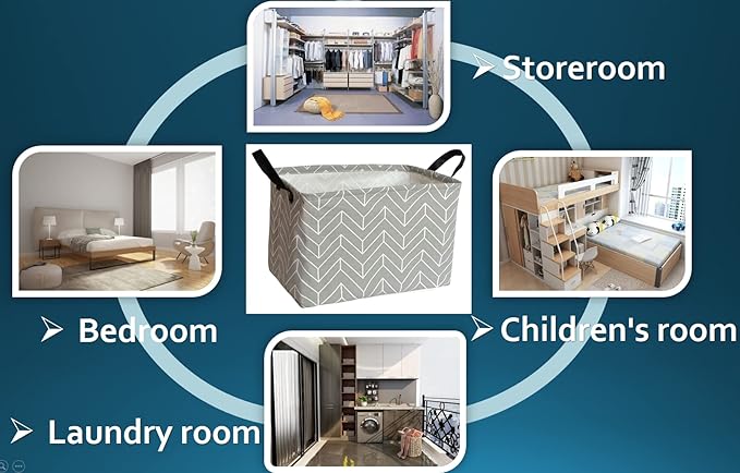 Baby Storage Basket Nursery Box Laundry Hamper Organization Bins for Toys and Clothes with Handles (Geometric)
