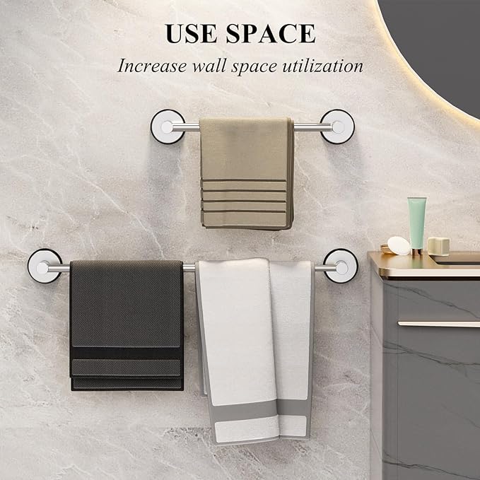 Towel Bar for Bathroom Wall,Adjustable 12~21 Inch Towel Racks for Bathroom Wall Mounted, Towel Holder for Glass Shower Door,Apparment Essentials,Home Decor-Silver(2pcs)