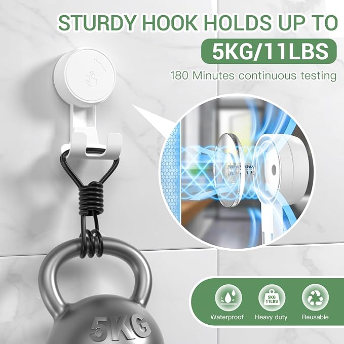 LUXEAR Suction Hooks Powerful Vacuum Suction Cup Hooks-2PACK Razor White