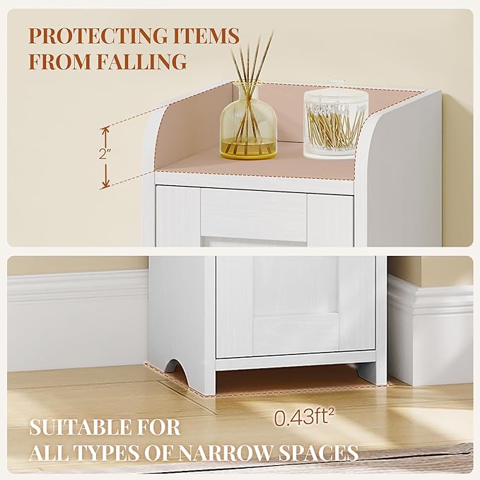 HEXCELEN Slim Bathroom Storage Cabinet, Narrow Cabinet with 2 Doors, Small Bathroom Organizers and Storage, Laundry Room Organization for Small Space, Kitchen, Living Room, White 022413X