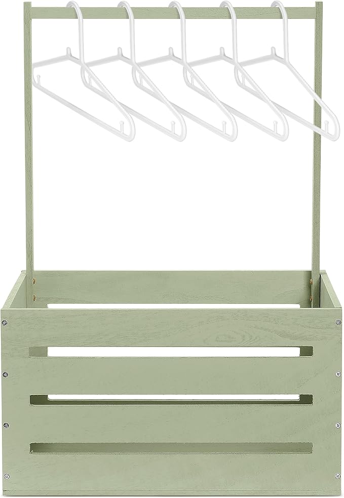 Suzile Wooden Baby Shower Crate Closet Wood Basket for Gifts with Handle Boy Girl Clothes Gender Reveal Storage Box for Newborn New Parent(Light Green)
