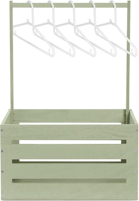 Suzile Wooden Baby Shower Crate Closet Wood Basket for Gifts with Handle Boy Girl Clothes Gender Reveal Storage Box for Newborn New Parent(Light Green)