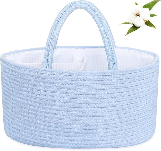 ABenkle Diaper Caddy Organizer, Boho Rustic Cotton Rope Nursery Baby Basket, Changing Table Organizer for Baby Diaper Storage and Baby Shower
