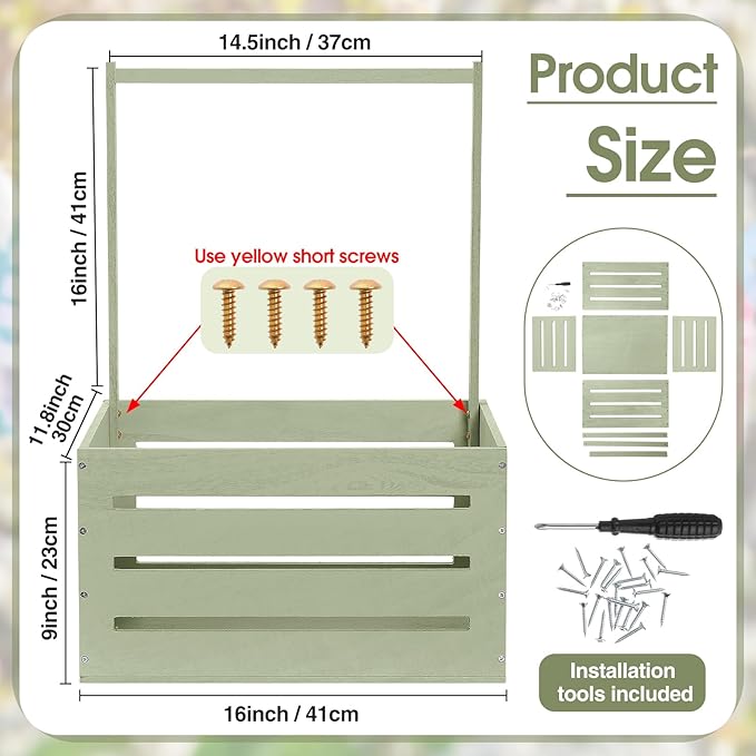 Suzile Wooden Baby Shower Crate Closet Wood Basket for Gifts with Handle Boy Girl Clothes Gender Reveal Storage Box for Newborn New Parent(Light Green)