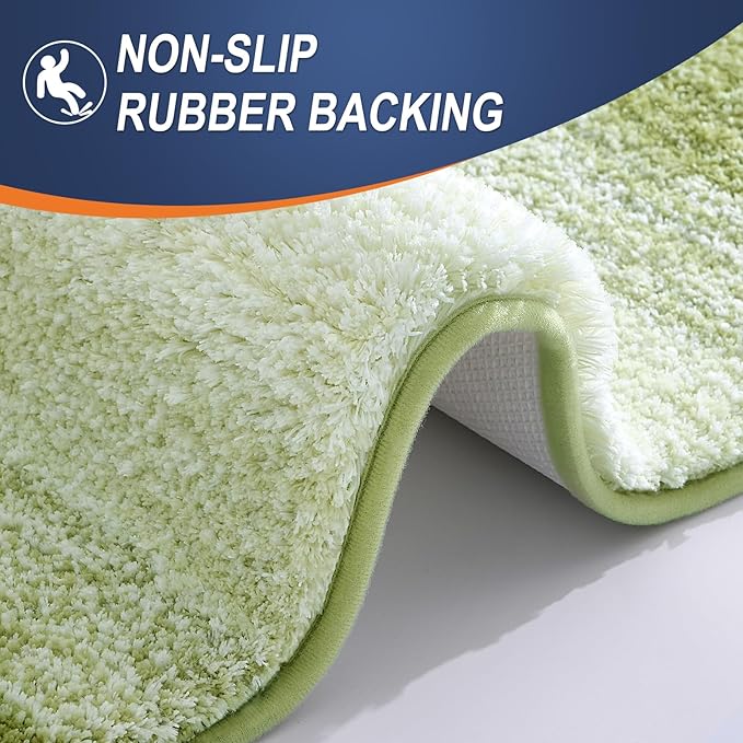 OLANLY Bathroom Rug Set 2 Piece, Soft Absorbent Microfiber Bath Rug Set, Non-Slip, Machine Wash Dry, Plush Shaggy Bath Mats for Bathroom (47"x20"+24"x16", Mustard Yellow)