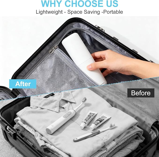 Travel Toothbrush and Toothpaste Case,Portable White Tooth Brush Holder,Large Toothbrush Container with Mouthwash Cup,2 in 1 Toothbrush Organizer for Traveling,Camping,School,Home -2PCS