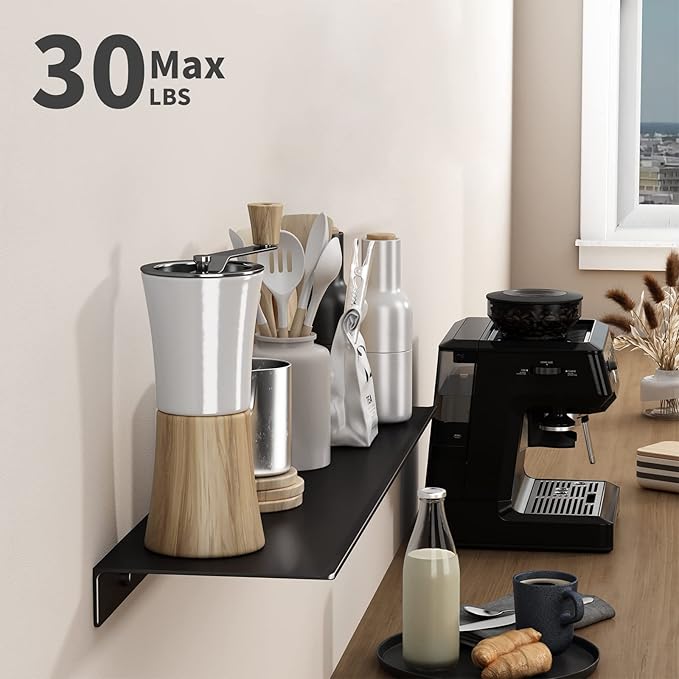 Danpoo 20 inch Floating Shelf for Wall Organizer & Storage, Mini Display Shelf, Metal Wall Shelf for Bathroom, Living Room, Kitchen, Bedroom(Matte Black)