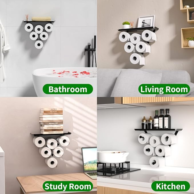 Toilet Paper Holder Rack, Funny Wall Mount Toilet Paper Storage for Extra 12 Rolls, Metal Wall Art Sculpture Bathroom Decor Tissue Holder Shelf