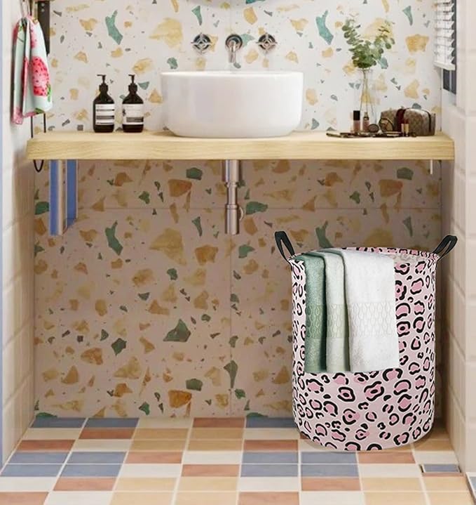 Round Laundry Hamper Storage Basket Fabric Material Storage Hamper Organization Basket, Storage Bin, Gift Box with Handles for Room