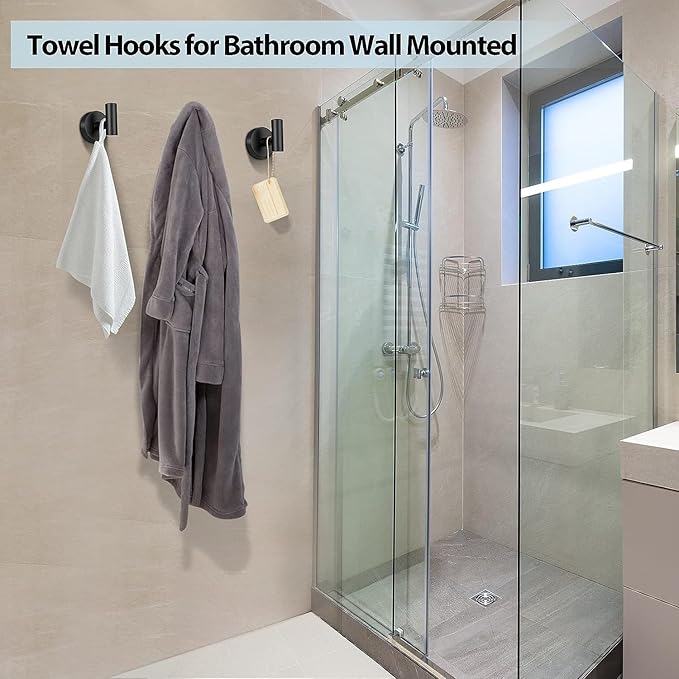 Kruodop Towel Hooks for Bathroom,2 Packs Wall Mount Towel Holder, Bronze Matte Wall Robe Hook,Stainless Steel Heavy Duty Door Hanger Towel Hook for Kitchen, Bedroom,Hotel,Pool,Coats