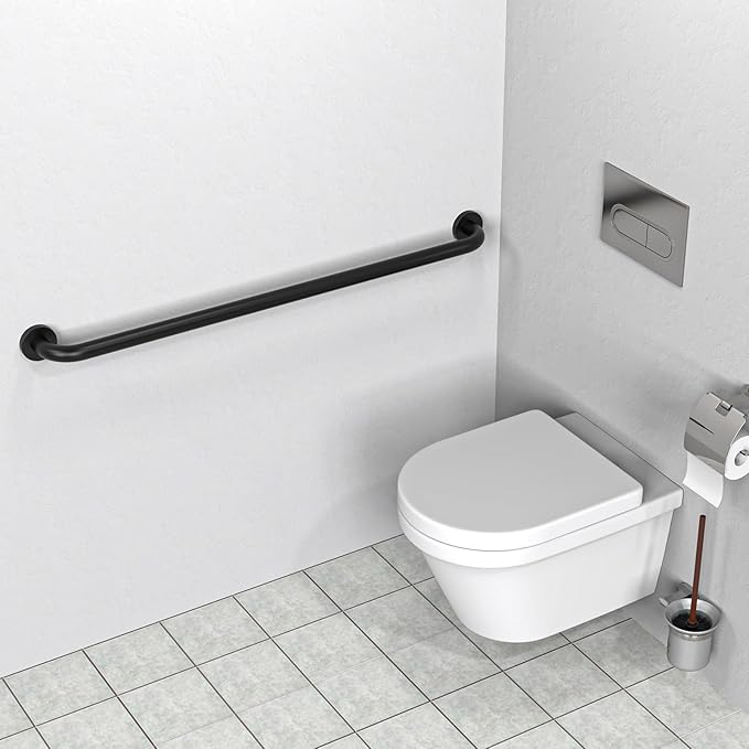 2 Pack 40 Inch Black Shower Grab Bars, ZUEXT Stainless Steel Bathroom Wall Grab Bar Handle, Shower Balance Bar, Safety Hand Rail Support,Handicap Elderly Senior Assist Bath Grab Handle(1.25" Diameter)