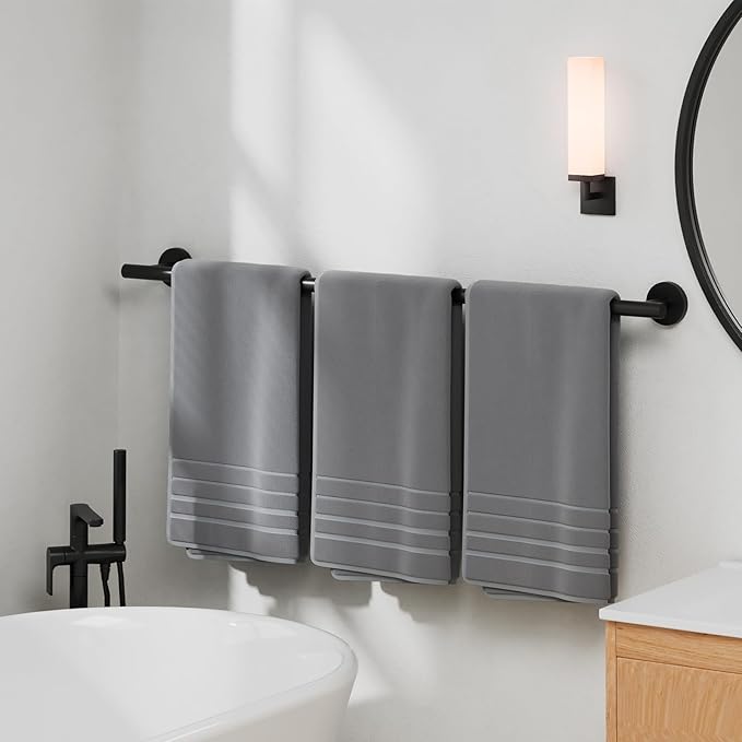 Luxbaro Matte Black Towel Bar 30 Inch, Thicken Towel Rack for Bathroom Wall, SUS304 Stainless Steel Towel Rod, Modern Home Decor (Total Length 32-Inch)