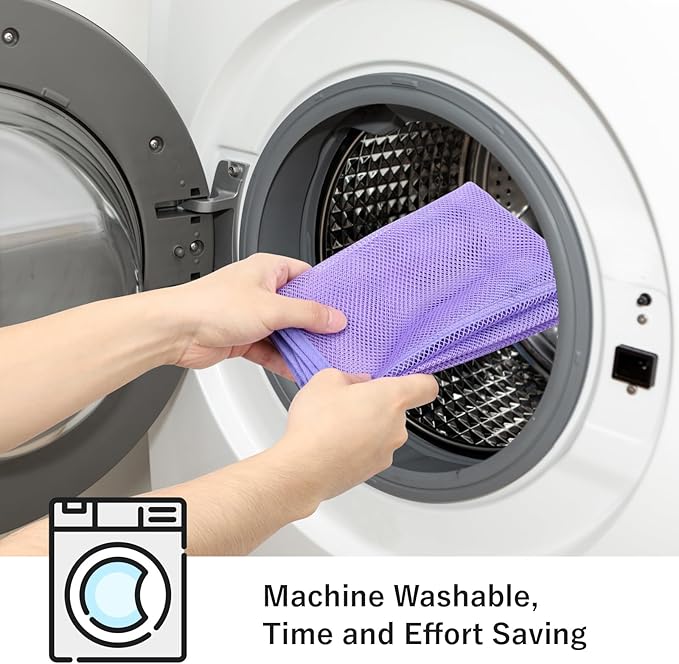 F-color Cruise Essentials 2026 - Mesh Shower Organizer Hanging with 7 Pockets for RV Gym Camping, Quick-Dry Portable Toiletry Bag with Metal Hooks for Bathroom Travel Toiletries, Purple+Purple