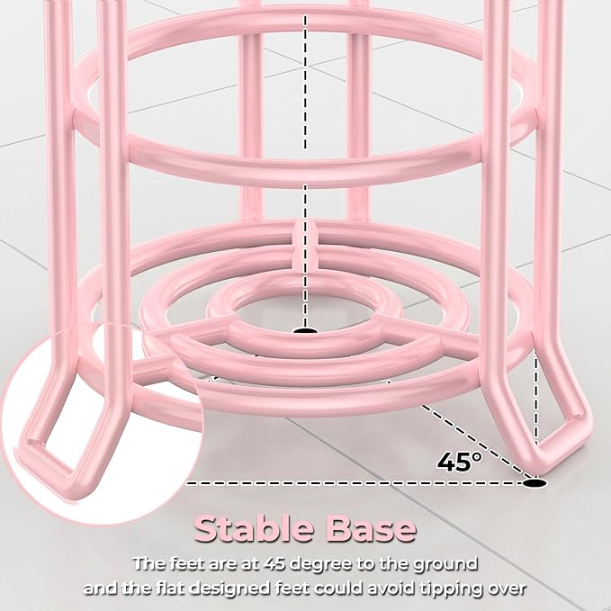 TomCare Toilet Paper Holder Toilet Paper Stand and Dispenser for 3 Spare Rolls Metal Wire Free-Standing Toilet Tissue Paper Roll Storage Shelf Bathroom Accessories Storage Organizer Pink