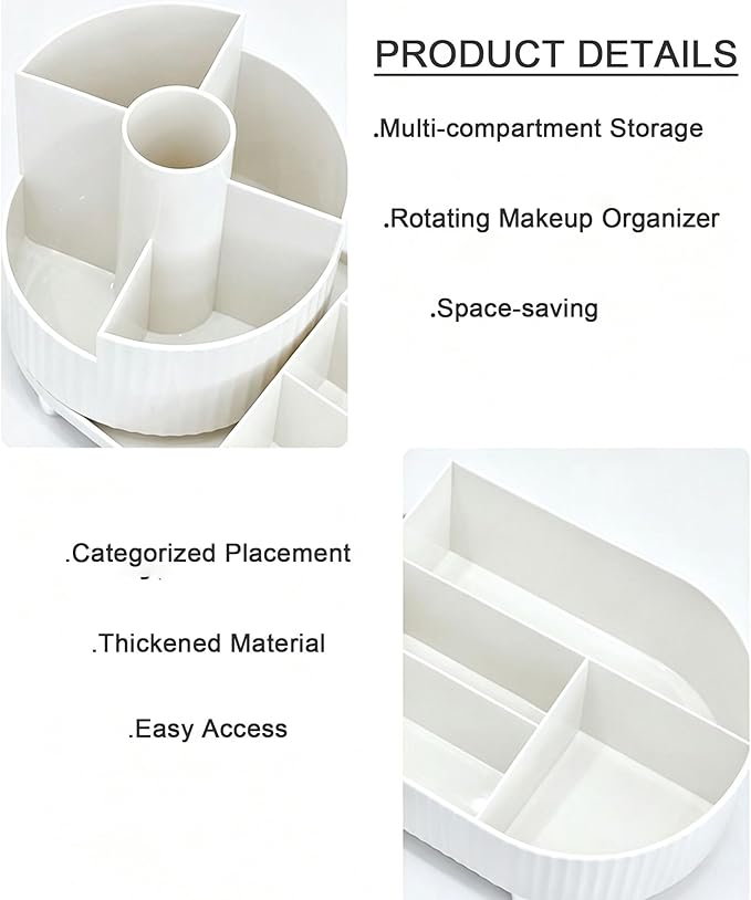 360 Rotating Makeup Organizer for Vanity Large Capacity Cosmetic Organizers with Makeup Brush Holder,Bathroom Counter Organizer and Vanity Organizer,Includes Collapsible Makeup Brush Cleaning Bowl