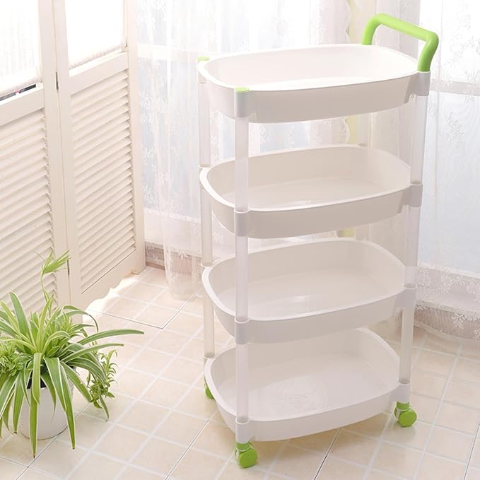 ENGENDER Kitchen Storage Rack Multi-Level Storage Racks Removable Shelving Storage Units Sturdy Storage Racks with Casters Cookware Shelves(3Tier)