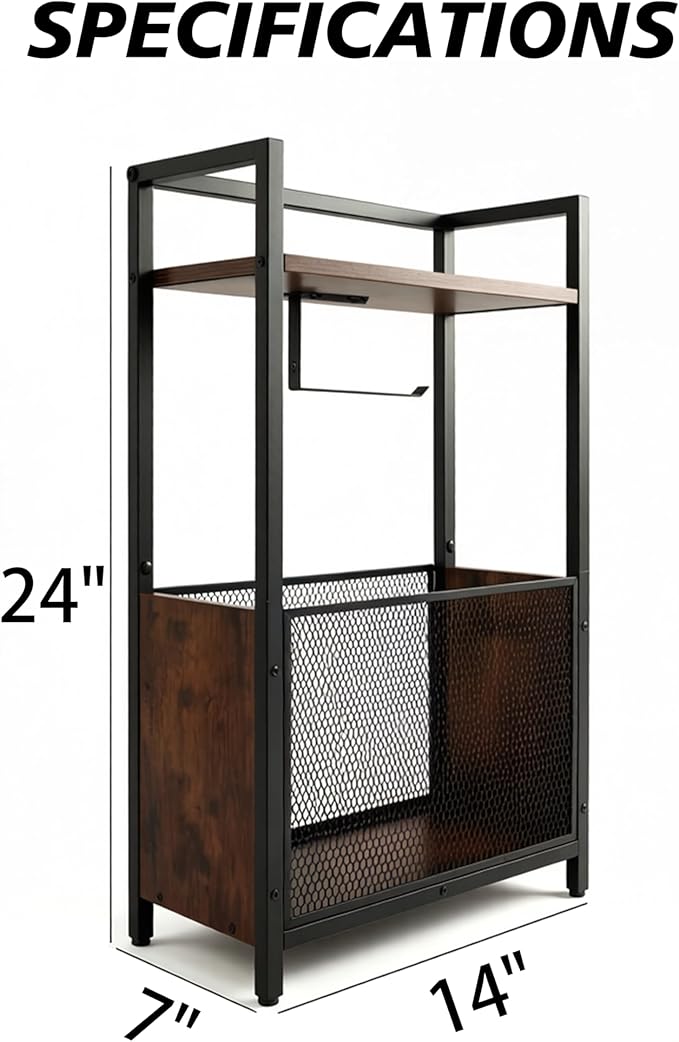 Toilet Paper Holder Free Standing, Black Toilet Paper Holder Stand, Freestanding Toilet Paper Holder for Bathroom Tissue Holder Roll Holder, Magazines, Wipes