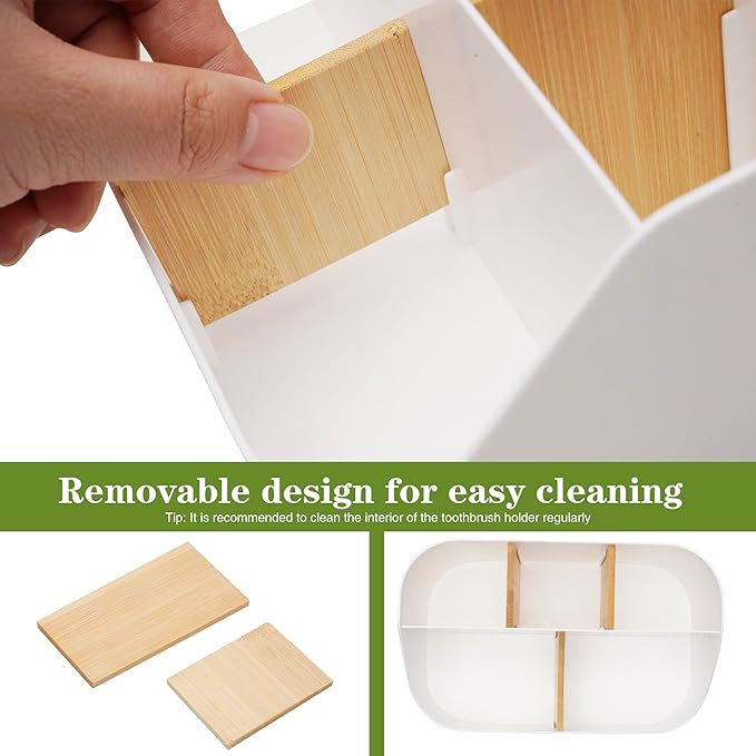 Set of 2 Toothbrush Holder for Bathrooms,White Bathroom Organizer Countertop,5 Slot Electric Toothbrush Toothpaste Holder Razor Lotion Stand Caddy,Large Capacity Vanity Sink Corner Accessories Storage