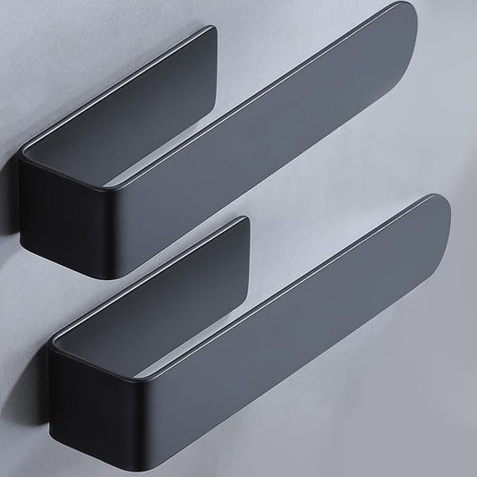 Taozun Hand Towel Bar Bathroom Towel Holder Black Single Towel Rack Self Adhesive Towel Ring Stainless Steel Towel Rail for Bathroom Kitchen, 2 Packs