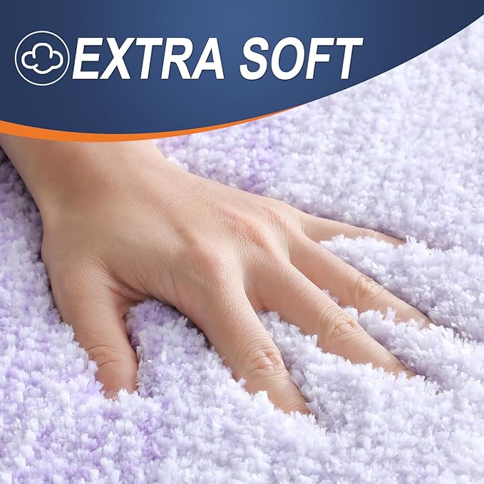 OLANLY Bathroom Rug Set 2 Piece, Soft Absorbent Microfiber Bath Mats and U-Shaped Contour Toilet Rug, Non-Slip, Machine Wash Dry, Plush Shaggy Bath Mats for Bathroom (30"x20"+24"x20", Light Purple)