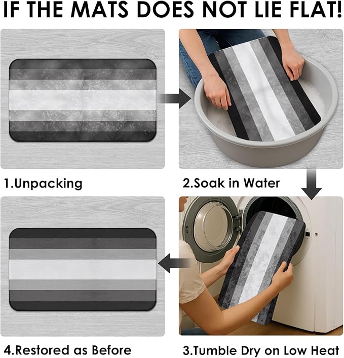 Black Grey Shower Curtain Set with Toilet Lid Cover and Non-Slip Rugs for Bathroom, Modern Striped Lines Gray Ombre 4 Pcs Shower Curtain, Simple Abstract Bathroom Set with 12 Hooks