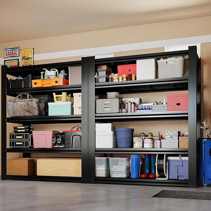 5-Tier Metal Garage Shelving Unit | Adjustable Garage Shelving, Store Shelving, 2,500-Pound Capacity, 72 x 35.92 x 16 Inches, Easy to Assemble, Ideal for Garage and Basement Storage(72H*35.92W*16D)